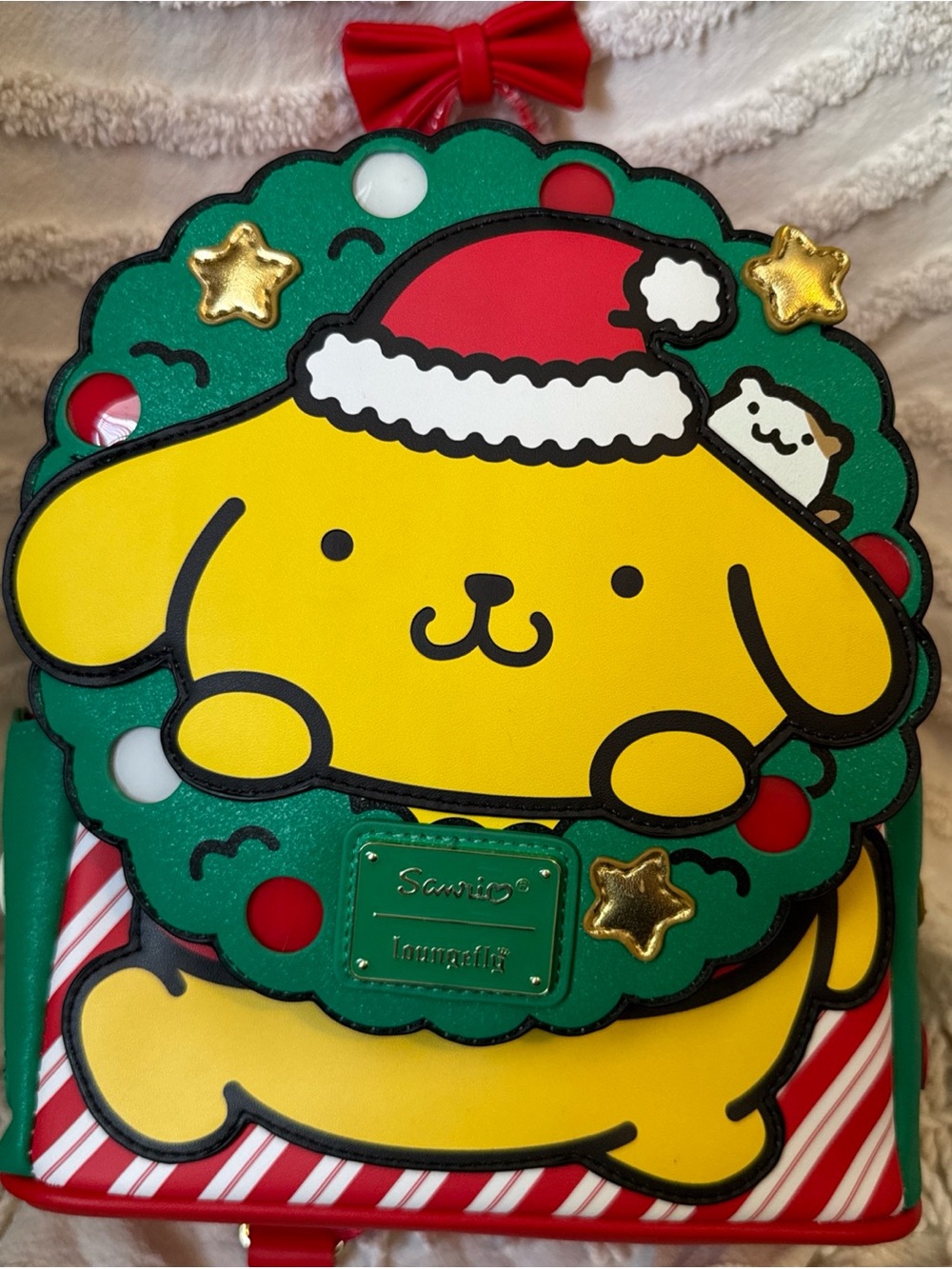 Loungefly Sanrio Exclusive Pompompurin Santa Hat Light Up Mini Backpack NWT
